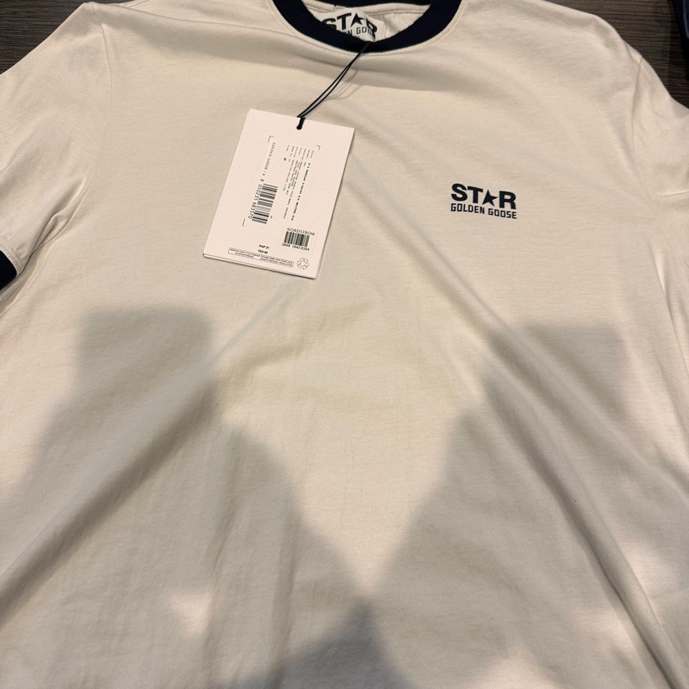 Golden Goose Cream T-Shirt with Black Details